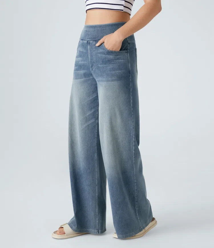 Jeans wide leg de cintura alta