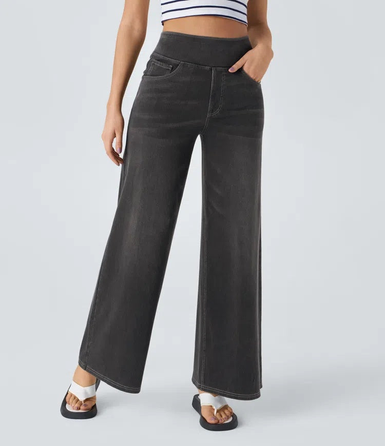 Jeans wide leg de cintura alta