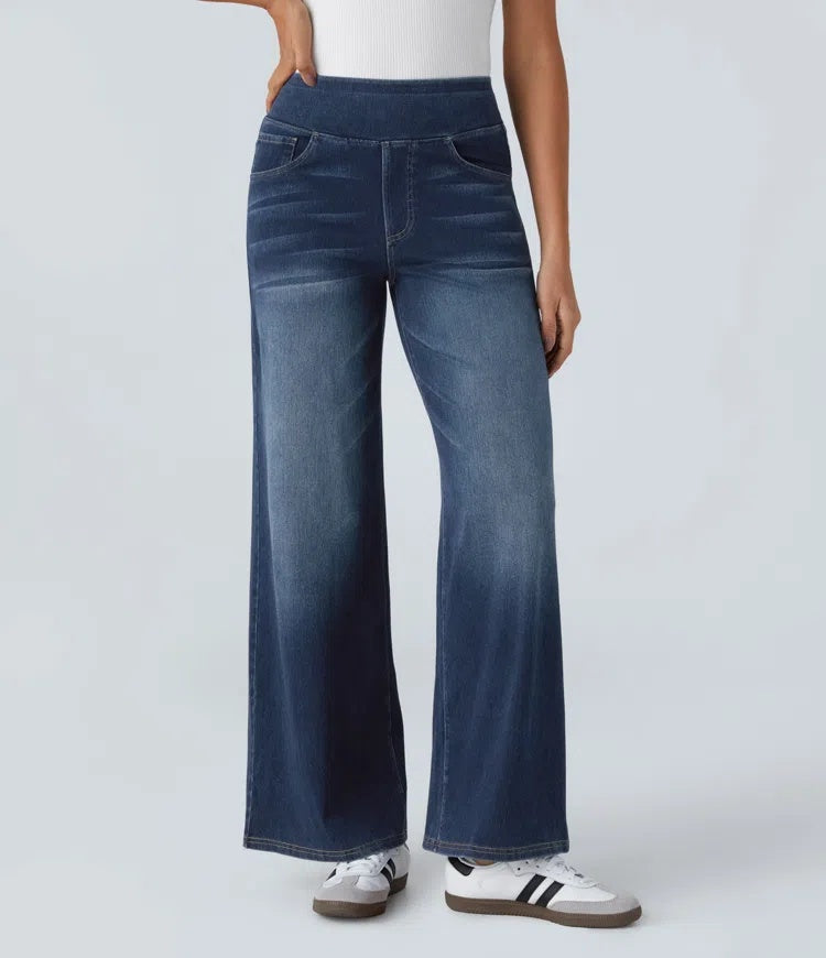 Jeans wide leg de cintura alta