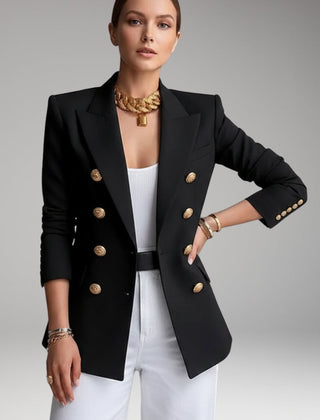 Americana doble botonadura con cuello de solapa