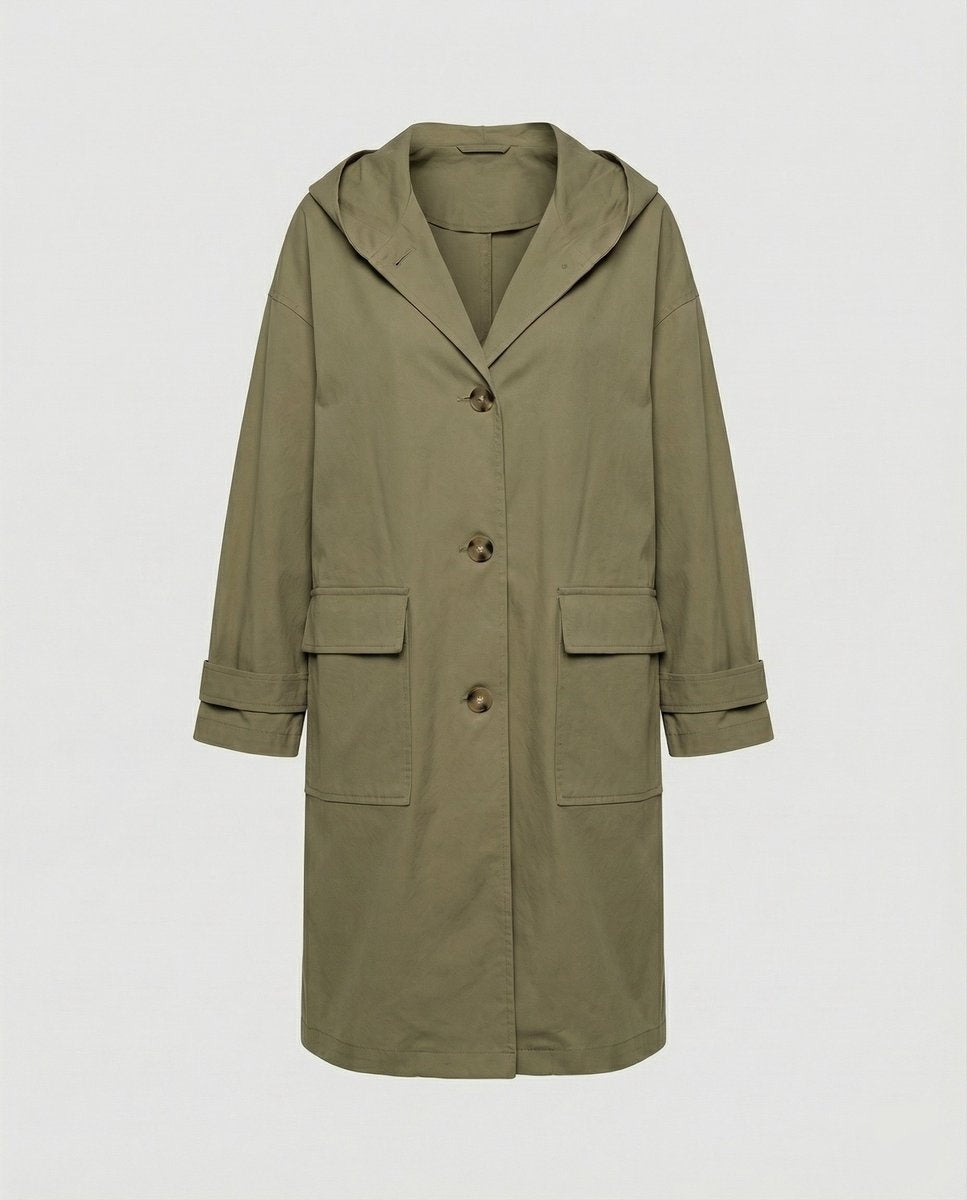 Gabardina larga con capucha