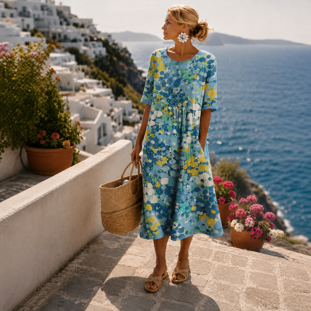 ELEGANTE VESTIDO MIDI DE FLORES PARA MUJERES