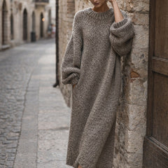 Vestido de punto oversize de manga larga