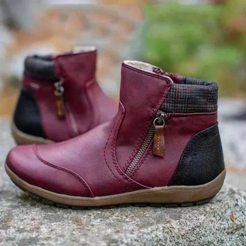 Botines planos con cremallera