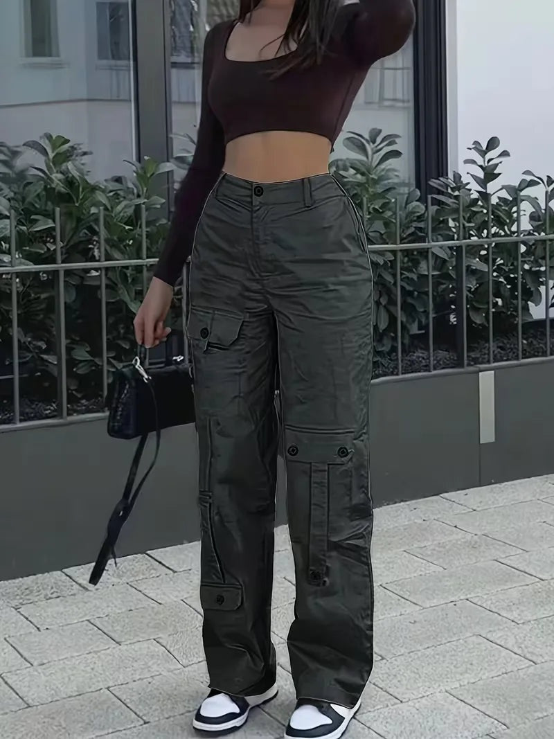 Pantalón cargo de cintura alta