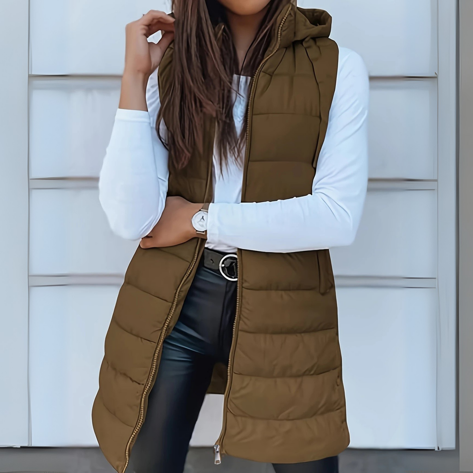Gilet largo con capucha