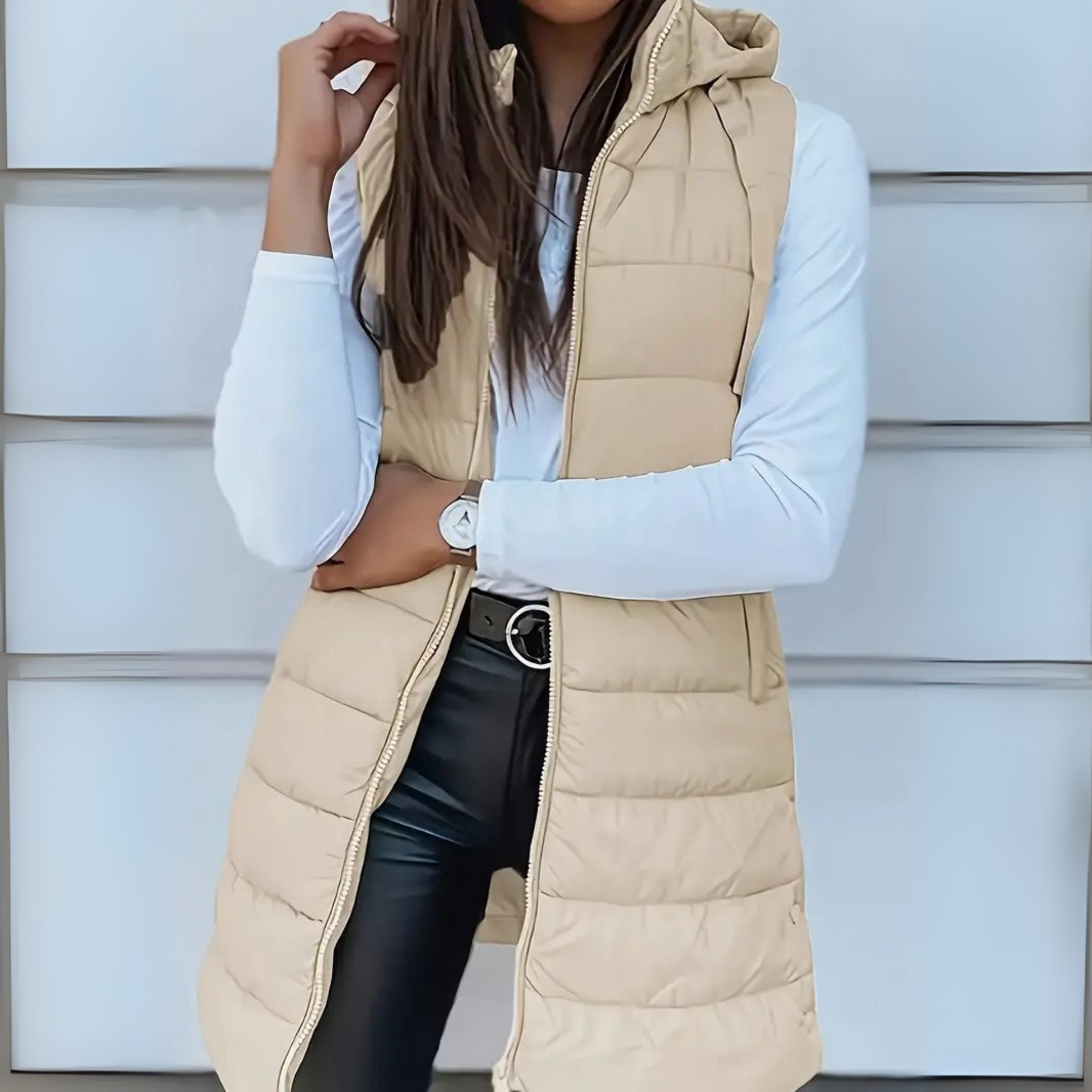 Gilet largo con capucha