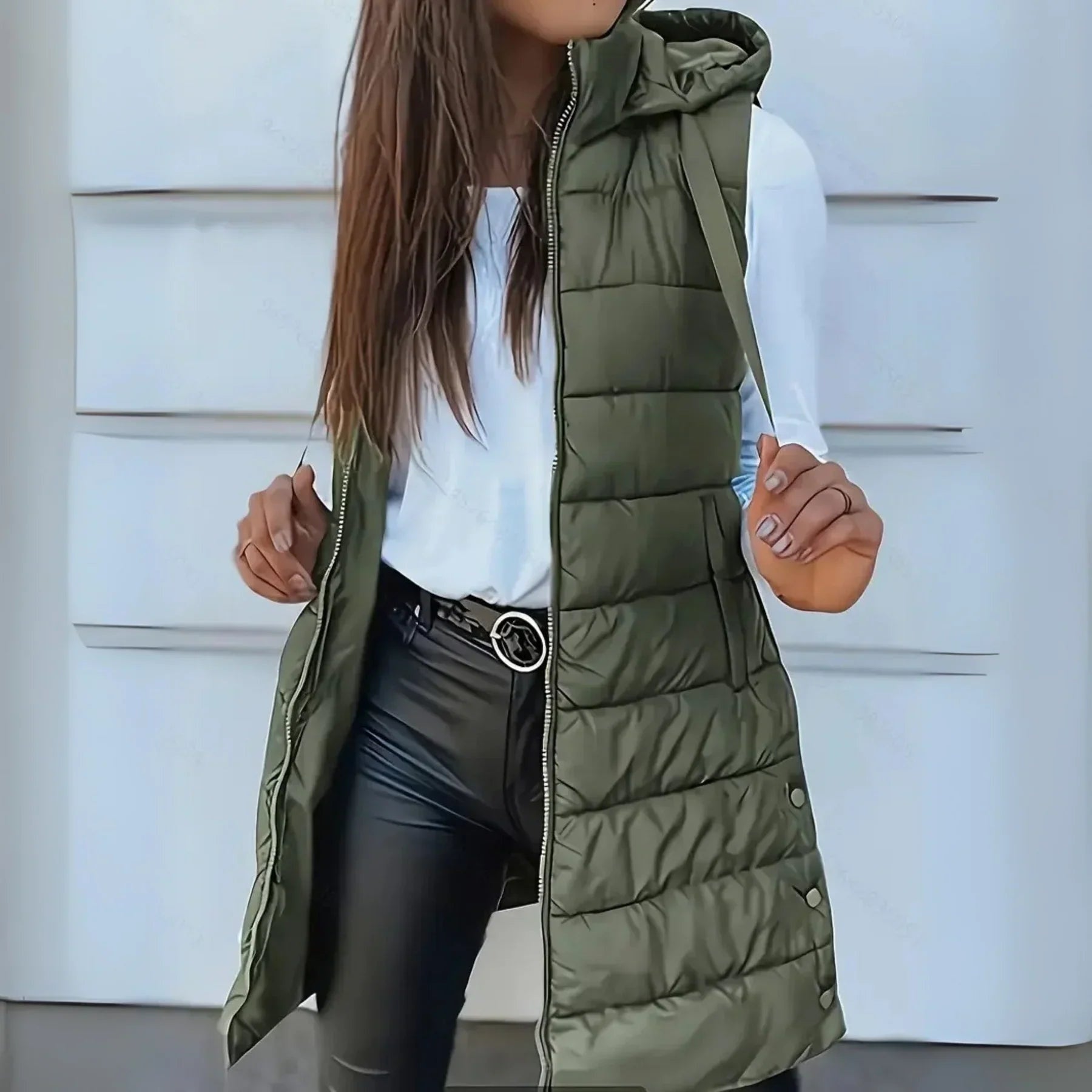 Gilet largo con capucha