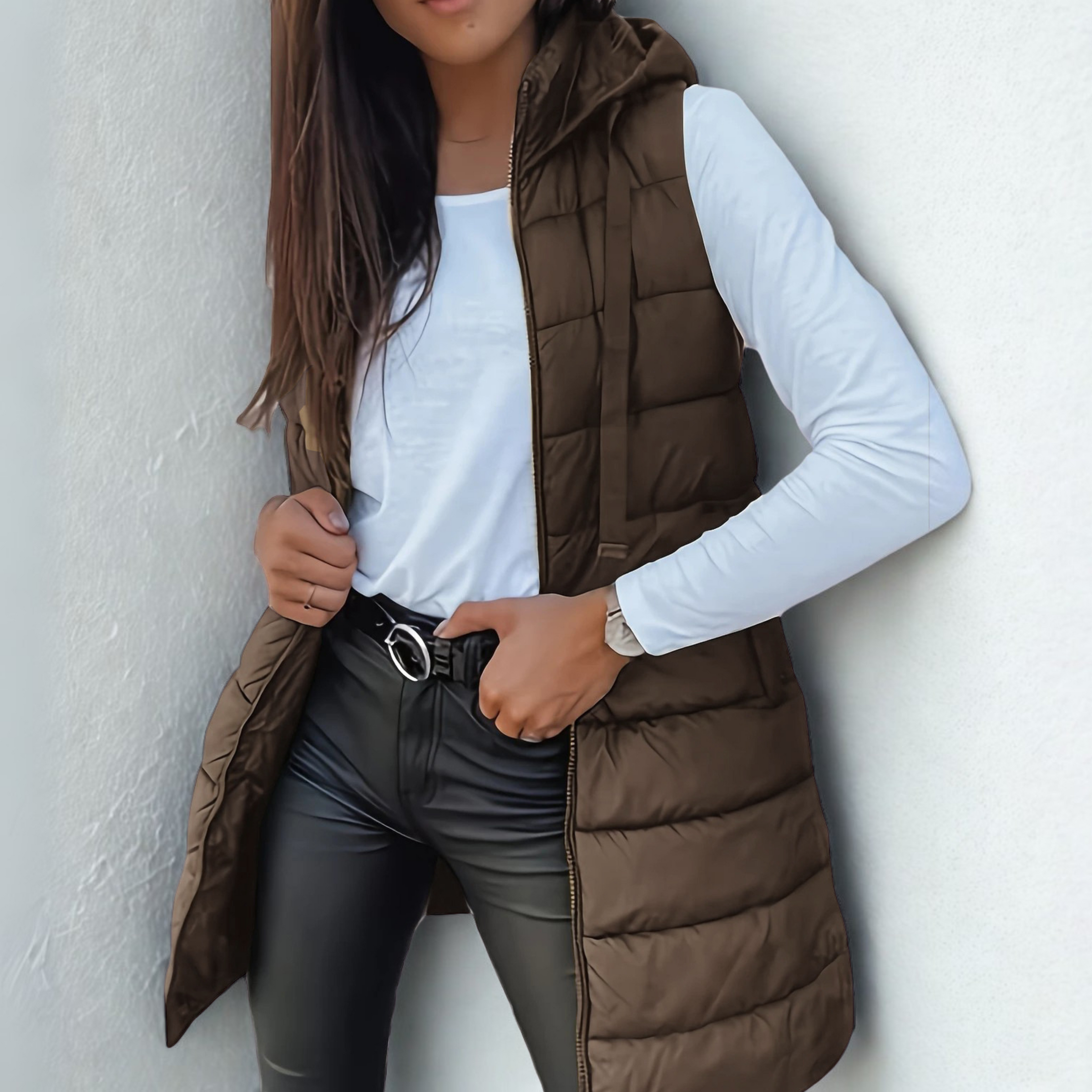 Gilet largo con capucha