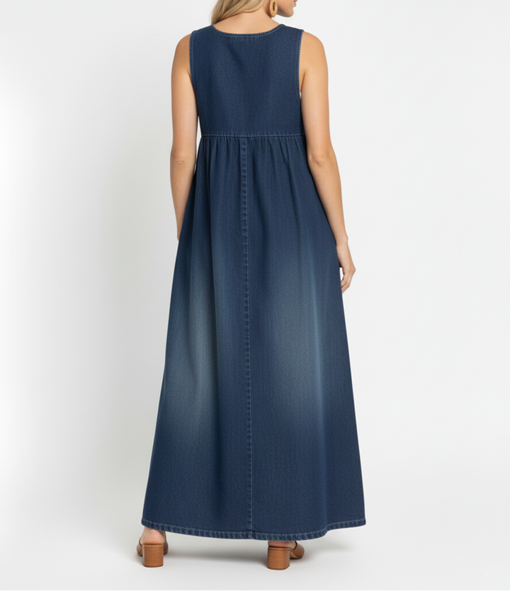 Gumersinda™ | Vestido Maxi de Jean Lavado con Tirantes
