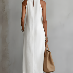 Vestido midi de lino con cuello mao - Raúl & Sara Madrid