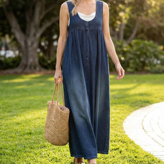 Gumersinda · Vestido Maxi de Jean Lavado con Tirantes - Raúl & Sara Madrid