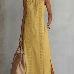 Vestido midi de lino con cuello mao - Raúl & Sara Madrid