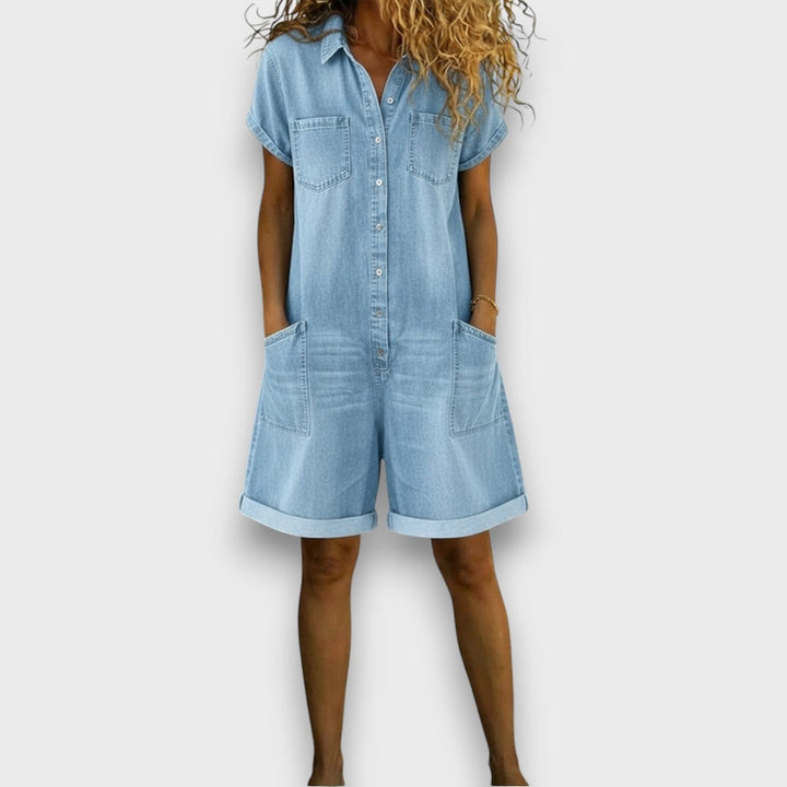 Cayetana™ | Conjunto Casual de Camisa y Short de Mezclilla