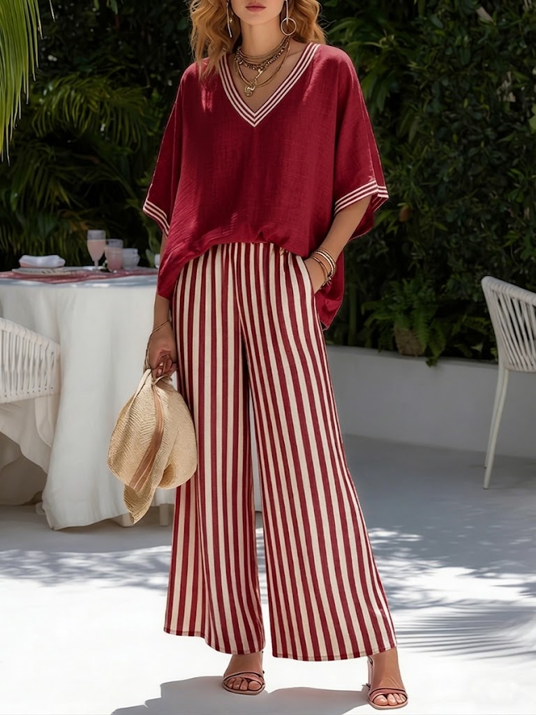 Conjunto de Mujer en Lino y Algodón Rayado – Elegancia Veraniega