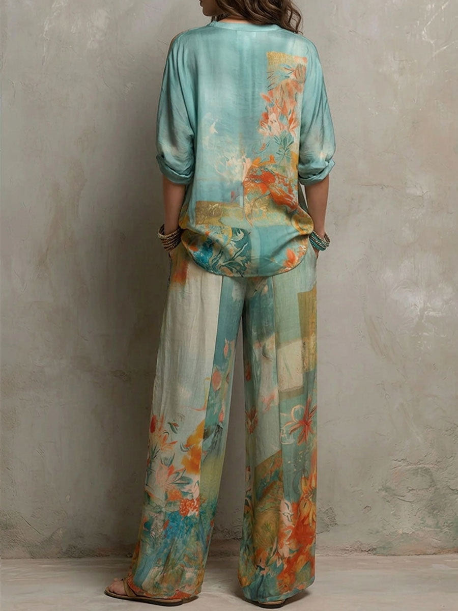Conjunto floral con pantalón ancho - Raúl & Sara Madrid
