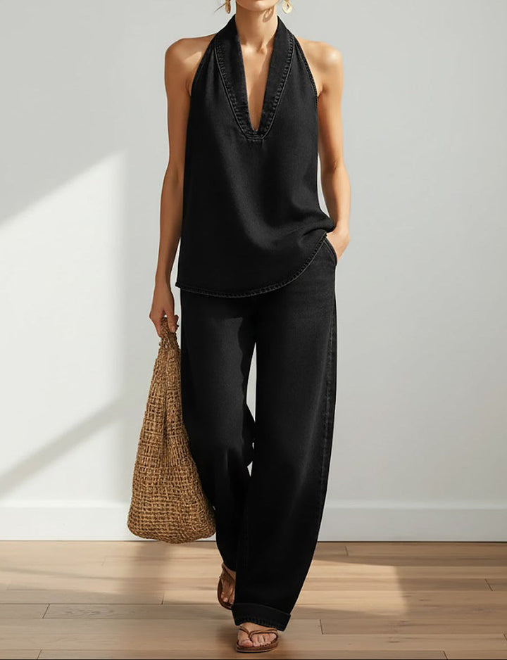 Maravillas™ | Conjunto de Top Vaquero y Pantalón Wide Leg