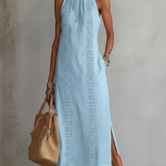 Vestido midi de lino con cuello mao - Raúl & Sara Madrid