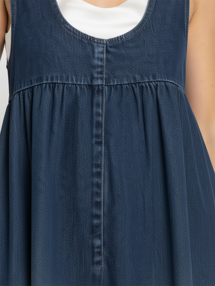 Gumersinda™ | Vestido Maxi de Jean Lavado con Tirantes