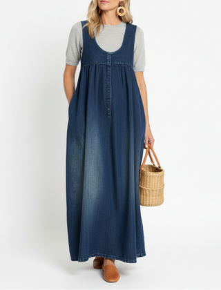 Gumersinda · Vestido Maxi de Jean Lavado con Tirantes - Raúl & Sara Madrid