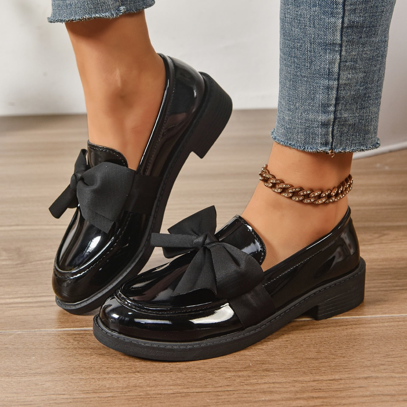 Mocasín de charol de plataforma