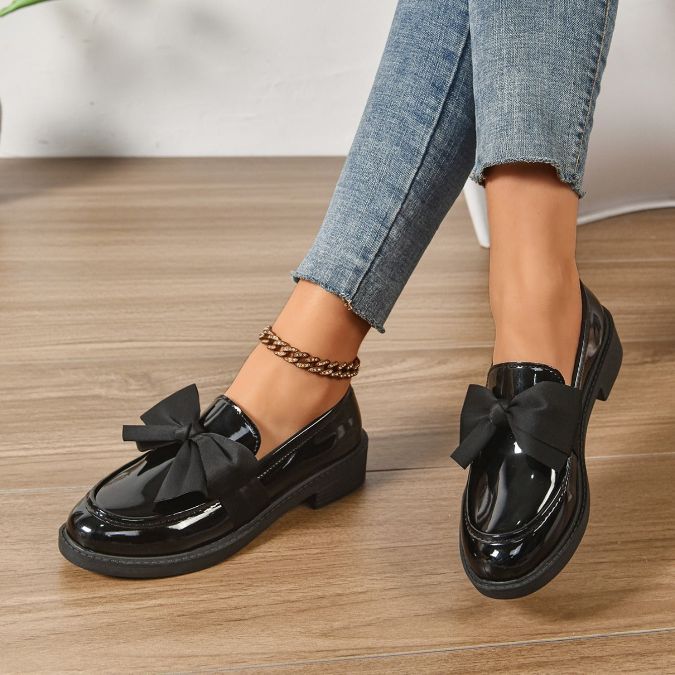 Mocasín de charol de plataforma