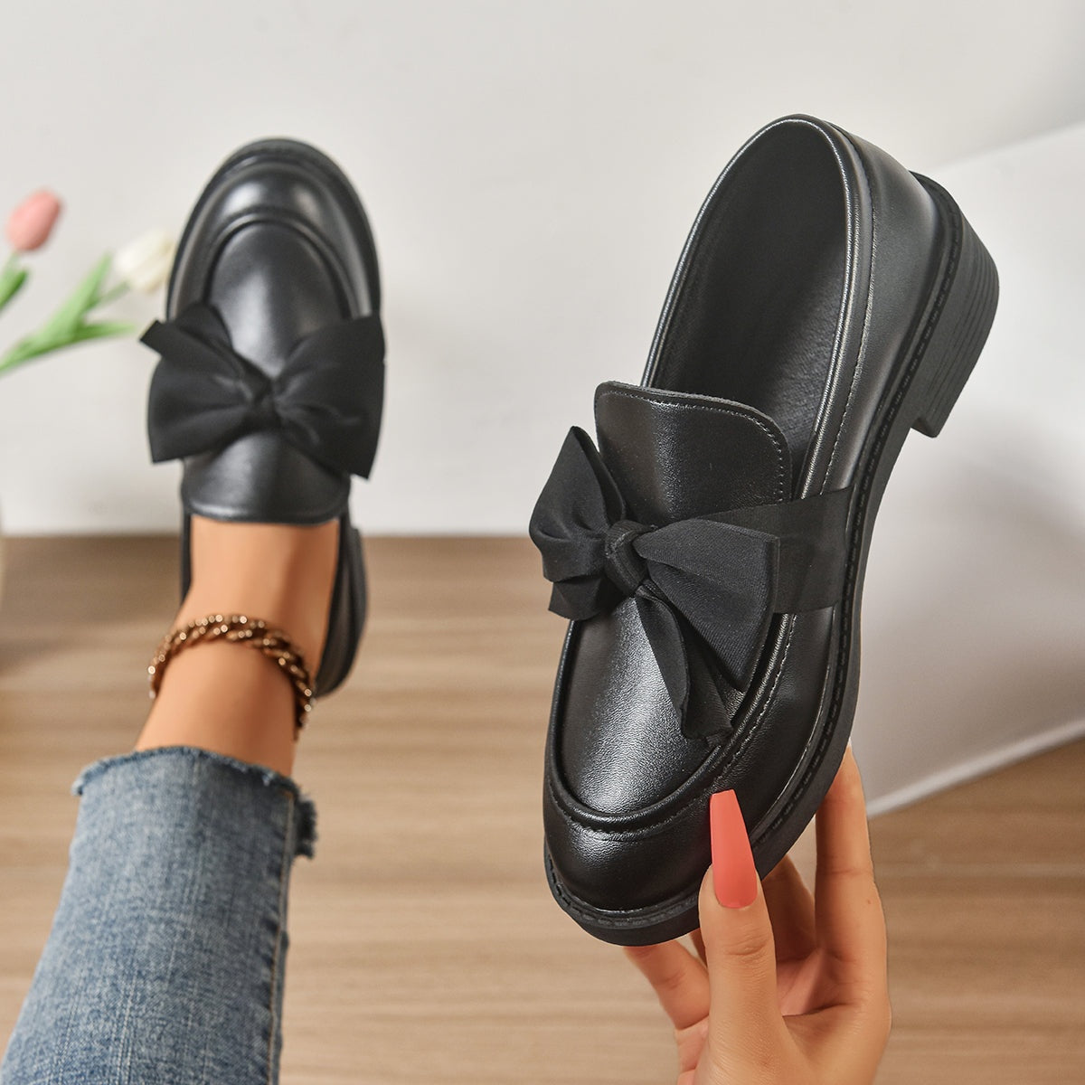 Mocasín de charol de plataforma