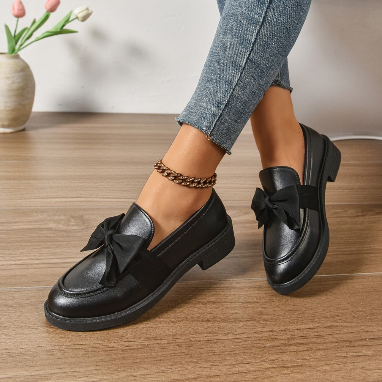 Mocasín de charol de plataforma
