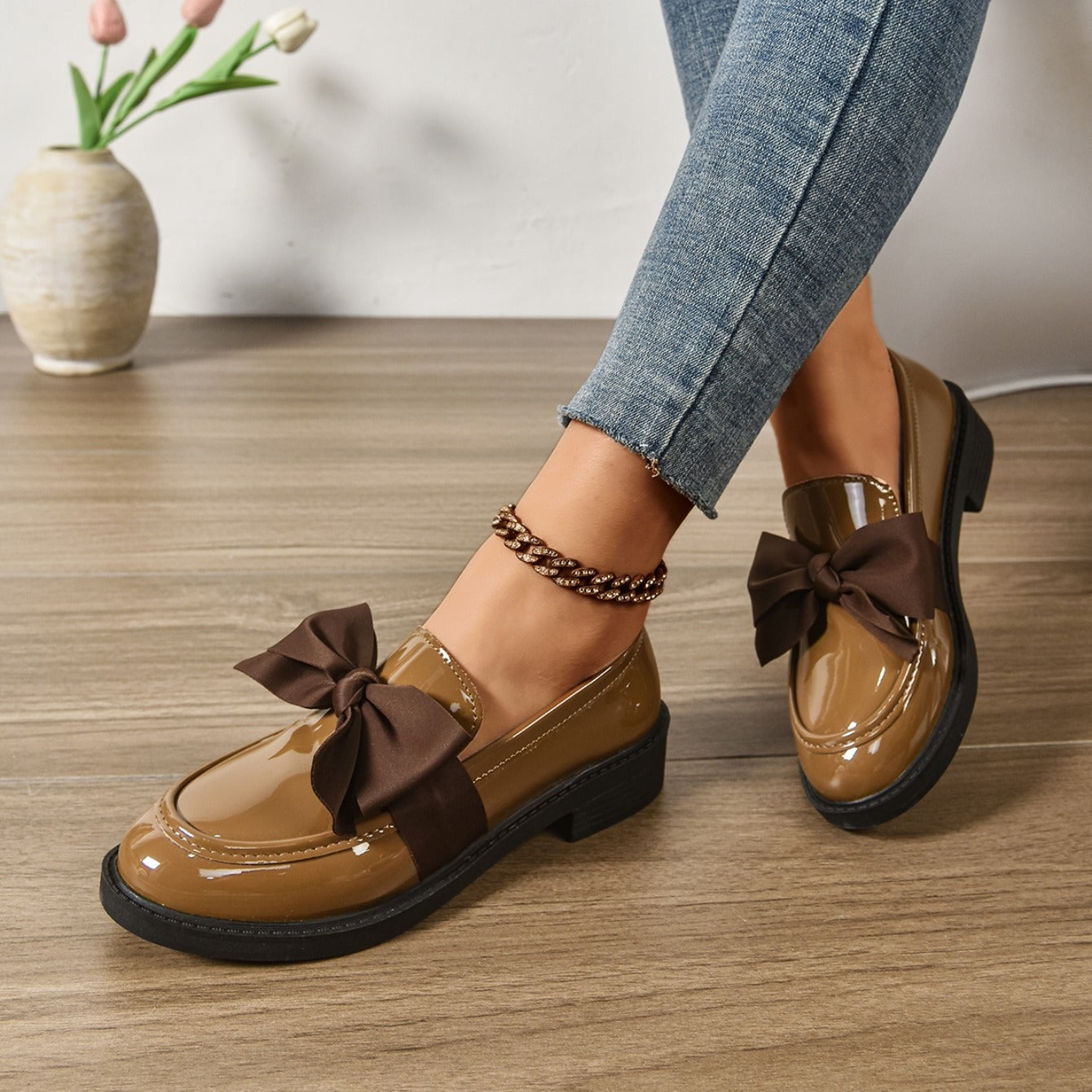 Mocasín de charol de plataforma