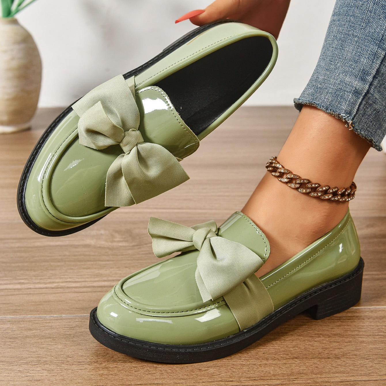 Mocasín de charol de plataforma