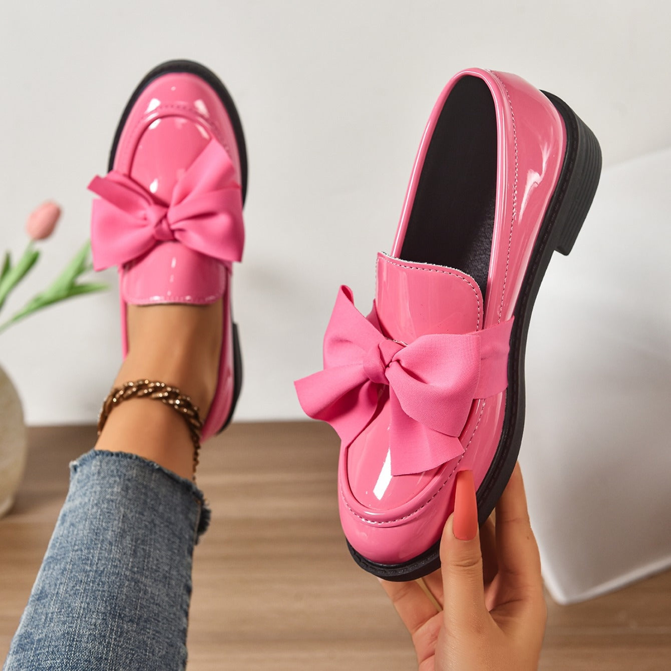 Mocasín de charol de plataforma