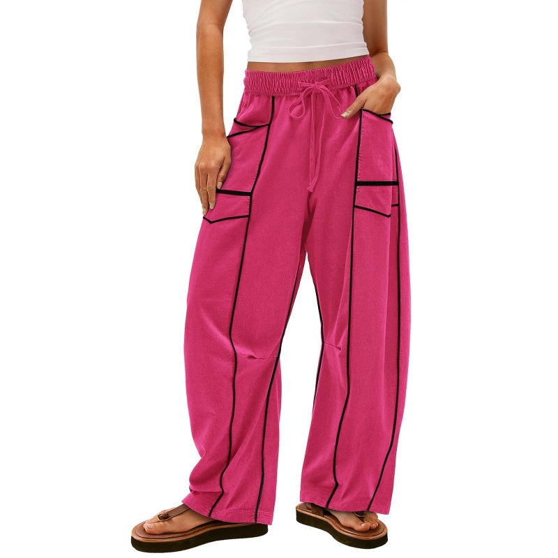 Pantalón ligero de pierna ancha con cordón para mujer - Raúl & Sara Madrid