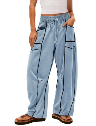 Pantalón ligero de pierna ancha con cordón para mujer - Raúl & Sara Madrid