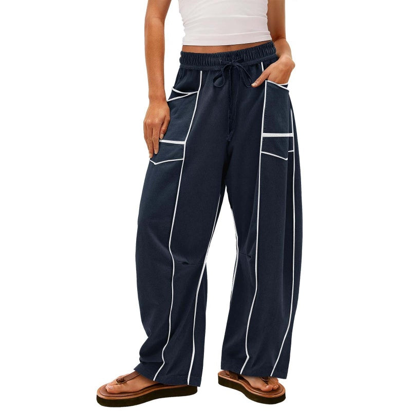 Pantalón ligero de pierna ancha con cordón para mujer - Raúl & Sara Madrid