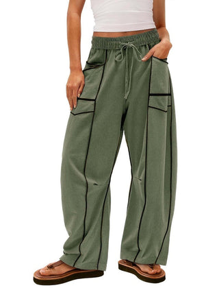 Pantalón ligero de pierna ancha con cordón para mujer - Raúl & Sara Madrid