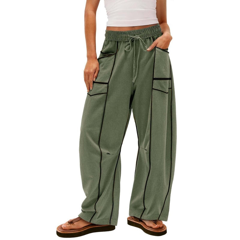 Pantalón ligero de pierna ancha con cordón para mujer - Raúl & Sara Madrid