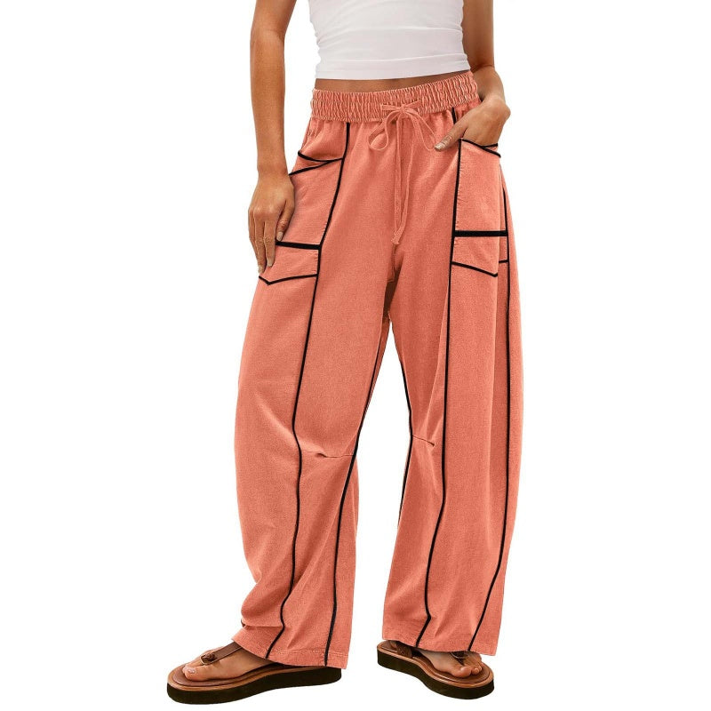 Pantalón ligero de pierna ancha con cordón para mujer - Raúl & Sara Madrid