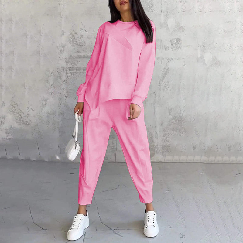Conjunto de dos piezas para mujer: sudadera de manga larga con bajo asimétrico y pantalón - Raúl & Sara Madrid
