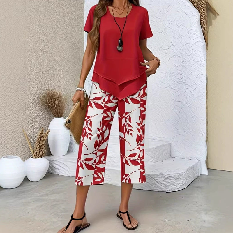 Conjunto de ocio con parte superior de cuello redondo (multicapa) y pantalón extralargo: cómodo, ligero y versátil, ideal para el día a día y los viajes - Raúl & Sara Madrid