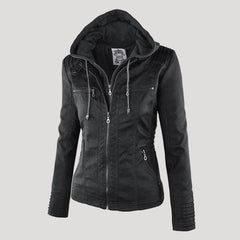 Chaqueta motera con capucha