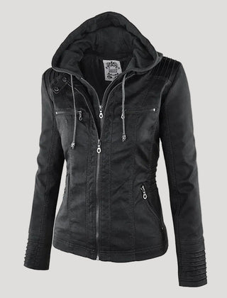 Chaqueta motera con capucha