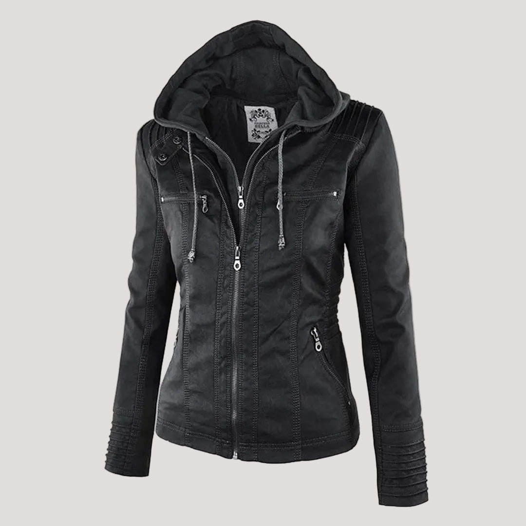 Chaqueta motera con capucha