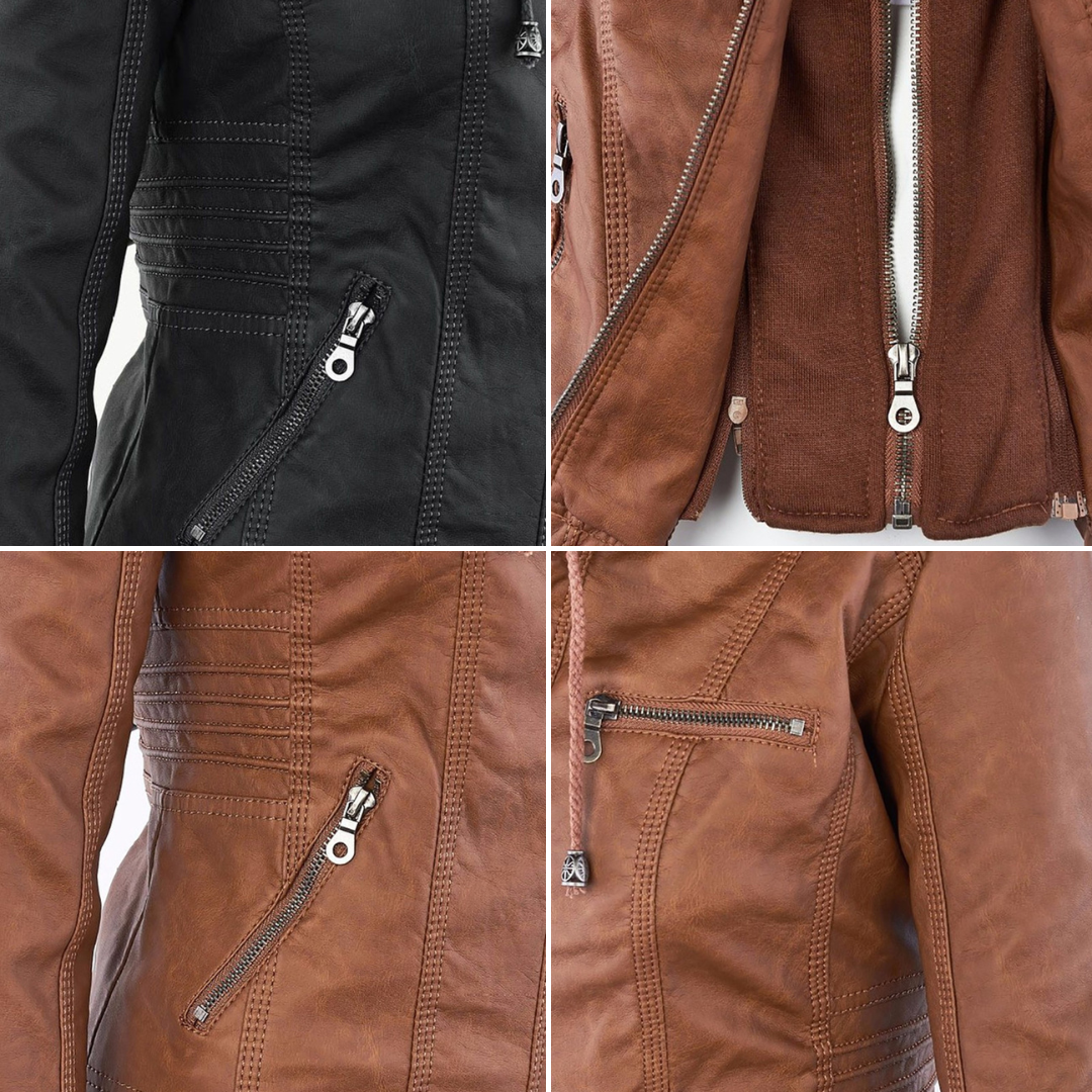Chaqueta motera con capucha