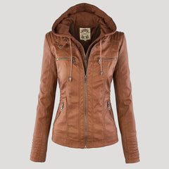 Chaqueta motera con capucha
