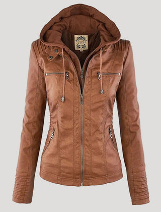 Chaqueta motera con capucha