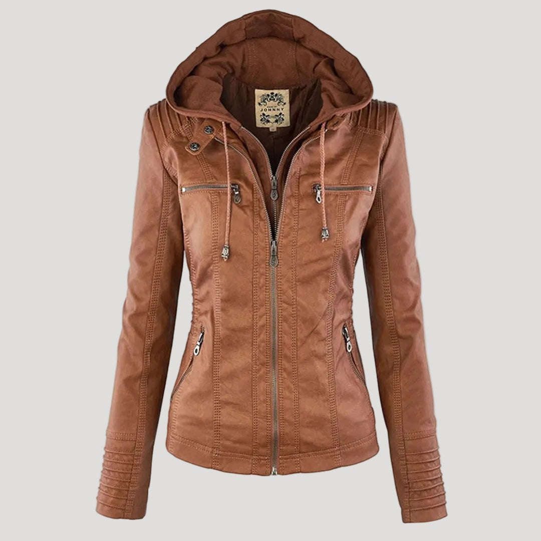 Chaqueta motera con capucha