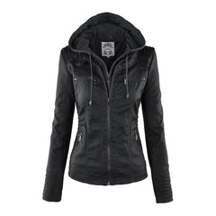 Chaqueta motera con capucha