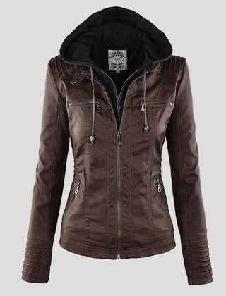 Chaqueta motera con capucha