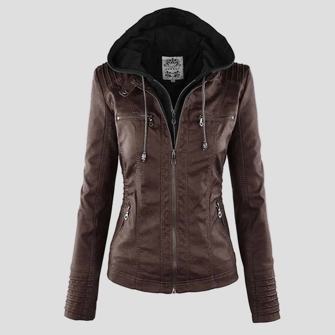 Chaqueta motera con capucha
