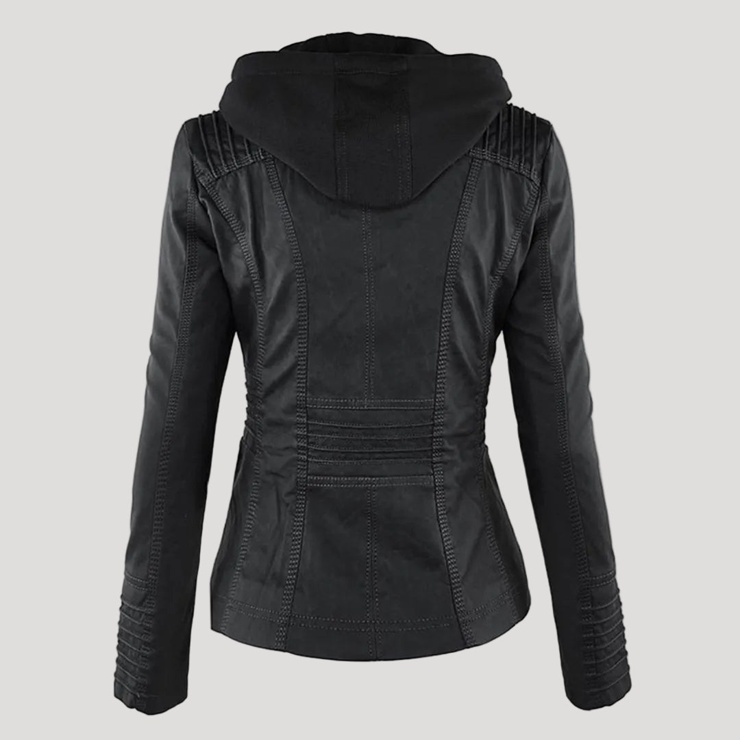Chaqueta motera con capucha